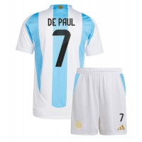 Argentína Rodrigo De Paul #7 Domáci Detský futbalový dres Copa America 2024 Krátky Rukáv (+ trenírky)